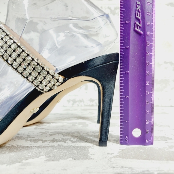 NEW Badgley Mischka Sade Black Rhinestone Heeled Summer Sandals A940 - Picture 2 of 11